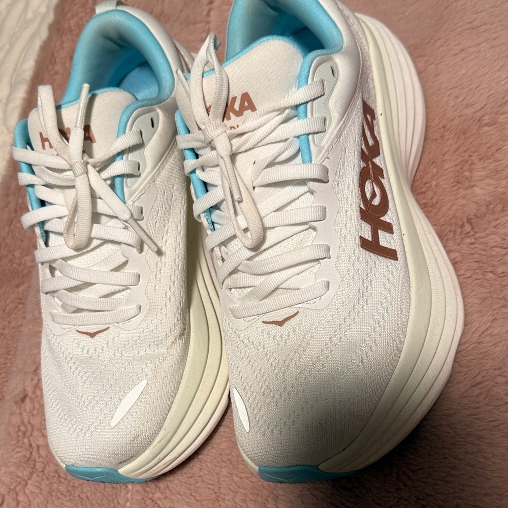 Hoka Women's White and Teal Athletic Shoes
